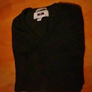 JOSEPH ABBOUD BLK MERINO WOOL V-NECK PULLOVER